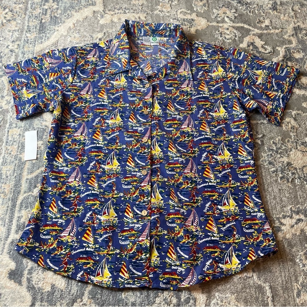Colorful Hawaiian Sailboat Print Shirt